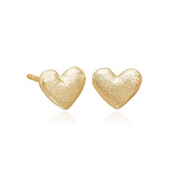 Bedårene matteret hjerte øreringe i guldbelagt sølv fra Blicher Fuglsang