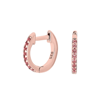 Joanli Nor HELLENOR rosa forgyldt sterling sølv øreringe. Knæk creol  med zirkonia i en smuk pink farve
