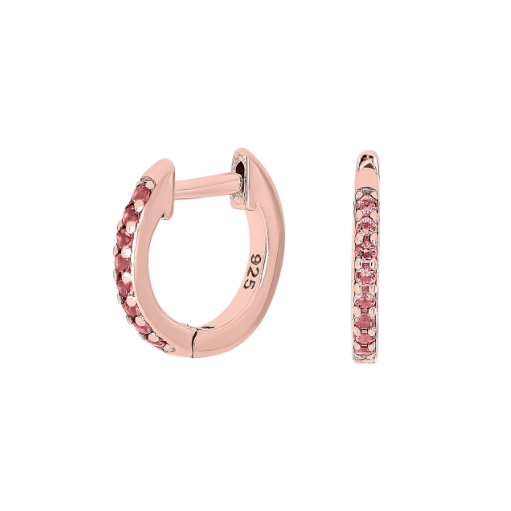 Joanli Nor HELLENOR rosa forgyldt sterling sølv øreringe. Knæk creol  med zirkonia i en smuk pink farve