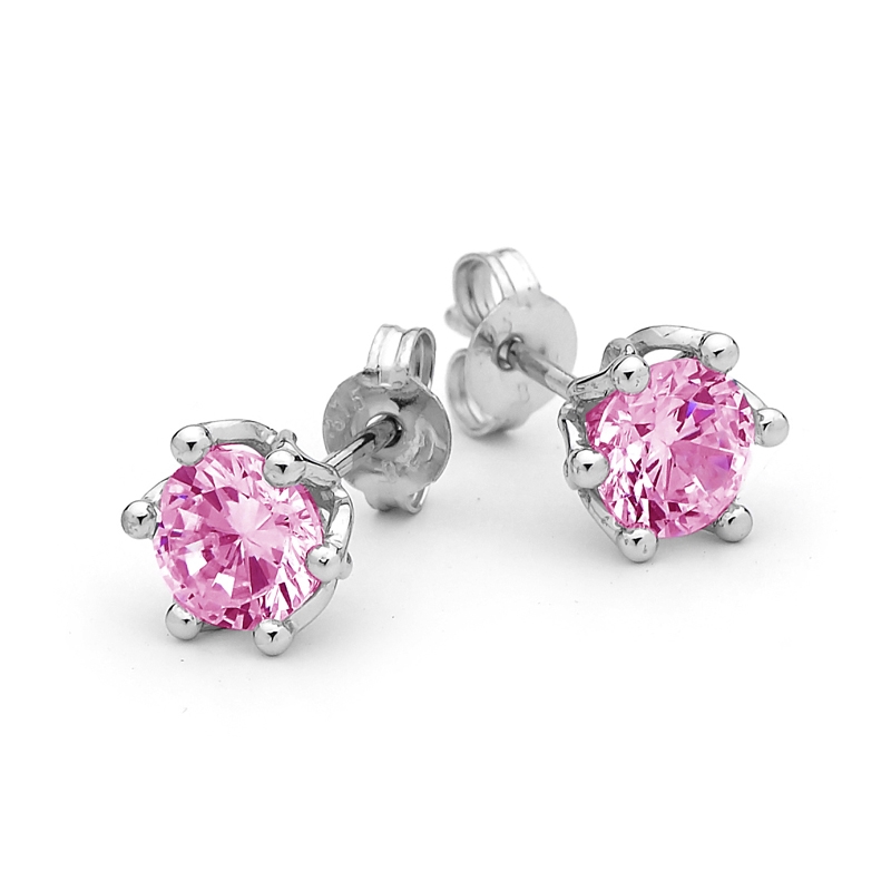 34732/CZP, i sølv med pink zirkonia på størrelse med én carat diamant Bee Jewelry