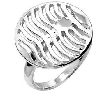 Modernet sølv ring med solopgang