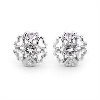 Romantiske sølv øreringe af hjerter med hvid zirkonia fra Bee Jewelry