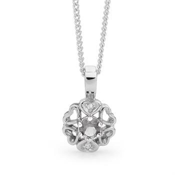 Romantiske sølv vedhæng af hjerter med hvid zirkonia og 45 cm kæde fra Bee Jewelry