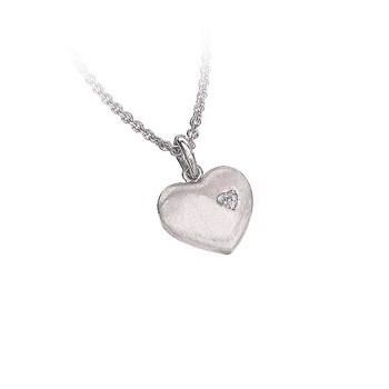 Sølv halskæde rhodineret hjerte med diamant. Diamant ialt 0,009 ct. w/p3. Kæden er længde 42-45 cm. fra Støvring Design
