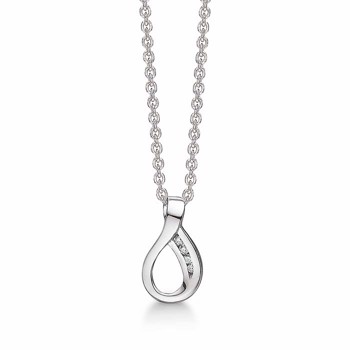 Sølv halskæde rhodineret dråbe med diamanter i den ene kant. Diamant ialt 0,035 ct. w/p1. Kæden er længde 42-45 cm. fra Støvring Design