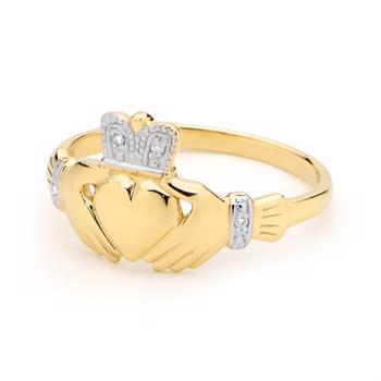 9 karat kærlighedsring med 4 ægte diamanter