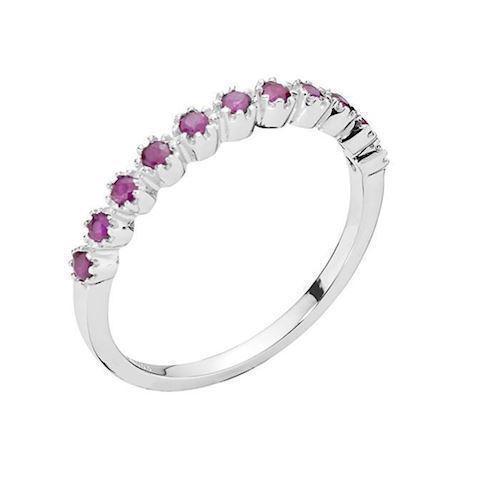 Image of Lund 8 karat hvidgulds alliance fingerring med 11 rubiner
