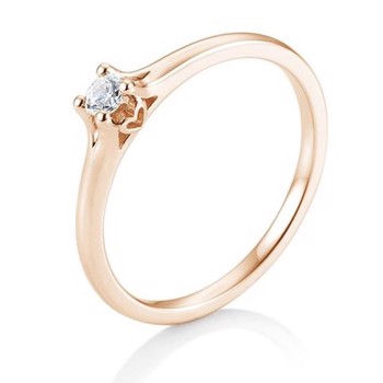 14 kt rosaguld Engagement Solitaire ring med 0,15 ct Diamanter Wesselton SI