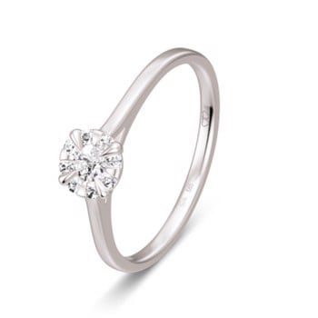 Saint Maurice Forlovelse ring i 14 karat hvidguld med 9 stk i alt 0,104 ct diamanter
