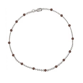 Sølv armbånd med små perler I brun emalje - Hazel
