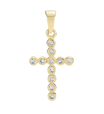 14 kt guld kors med diamanter, 15 x 11 mm