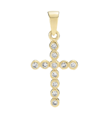 14 kt guld kors med diamanter, 15 x 11 mm