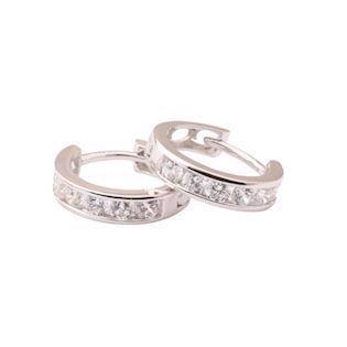 L & G 8 kt. hvidguld øreringe, Ø12 mm Creol med zirkonia