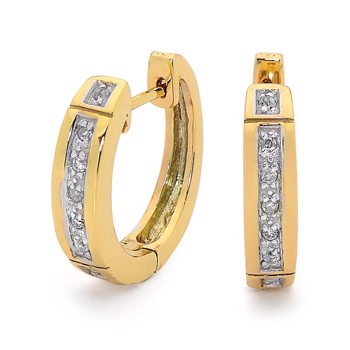 Bee Jewelry Diamond Huggie 9 kt guld ørestikker blank, model 55509