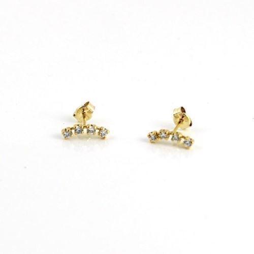 Image of Støvring Design 8 kt guld ørestikker, bue med 2 x 4 hvide zirkonia