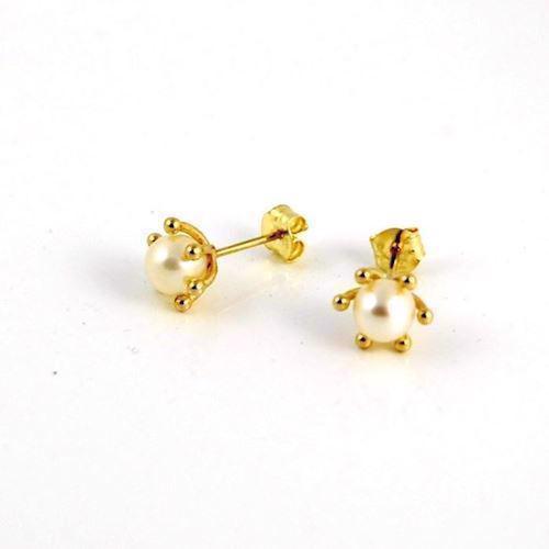 Image of Støvring Design 8 kt rødguld ørestikker med 3 mm hvid ferskvandsperler