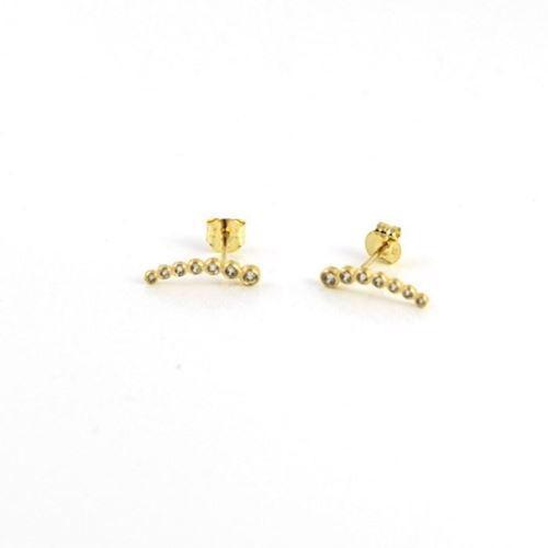 Image of Støvring Design 8 kt rødguld ørestikker buet med 7 zirkonia