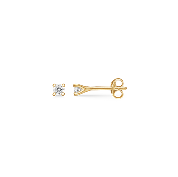 Elegante 8 kt. guld ørestikker med en 2,5 mm zirconia i 4 grabber. fra Støvring Design
