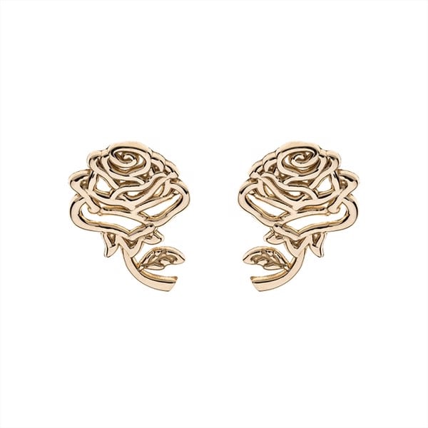 Disney\'s Smukke rose ørestikker i 9 karat guld. Rosen er symbolet fra Disney klassikeren, Skønheden og Udyret.