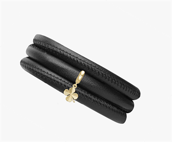 Mor's 6 mm læderarmbånd fra Christina med magnetlås & Firkløver