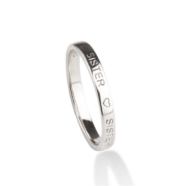 SISTER ♡ SISTER - Sølv ring med gravering, fra Jeberg