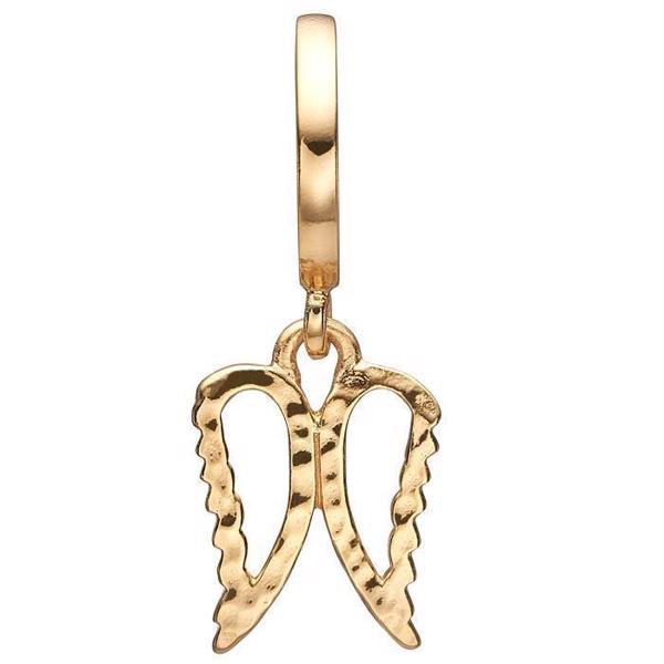 Image of Christina Collect forgyldt sølv engle vinge charm til læderarmbånd, Angel Wings med blank overflade, model 610-G21
