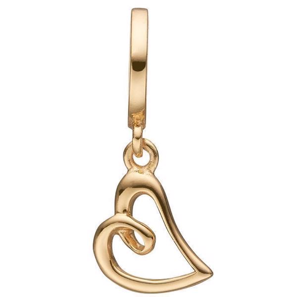 Image of Christina Collect forgyldt sølv tråd hjerte charm til læderarmbånd, Sweet Love med blank overflade, model 610-G24