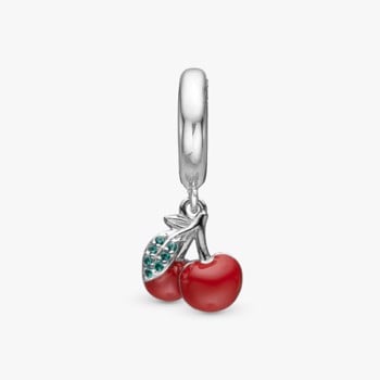 Happy Cherries, sølv charm til 6 mm læderarmbånd fra Christina Collect