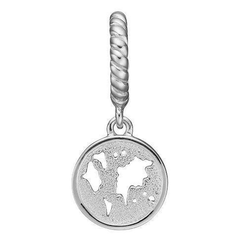 Image of Christina Collect sølv mini medaljon med jorden til læderarmbånd, The World med blank overflade, model 610-S72