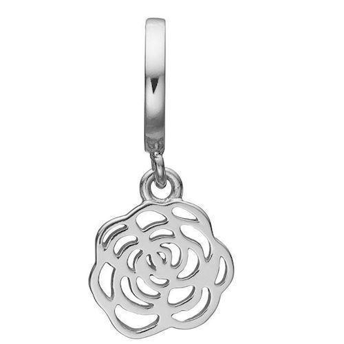 Image of Christina Collect sølv rose hænge charm til læderarmbånd, Rose med blank overflade, model 610-S26