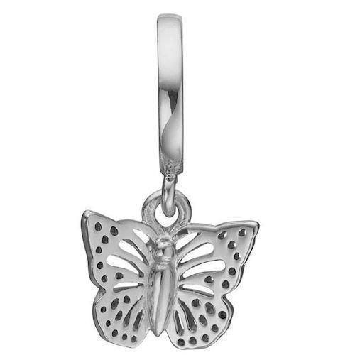 Image of Christina Collect sølv sommerfugle hænge charm til læderarmbånd, Butterfly in the sky med blank overflade, model 610-S32