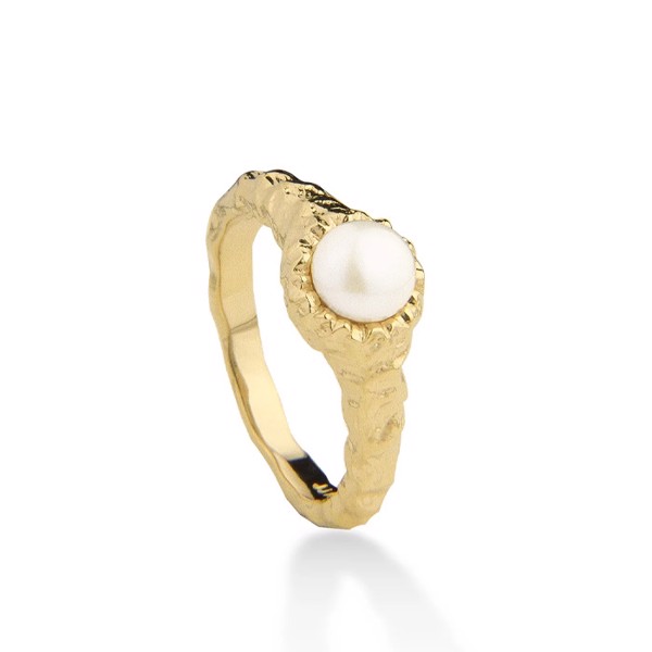 I AM GOLD - Forgyldt ring med perle, fra Jeberg