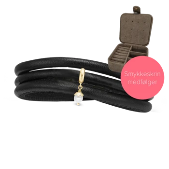 Embrace 4 mm læderarmbånd fra Christina med forgyldt perle charm & smykkeskrin