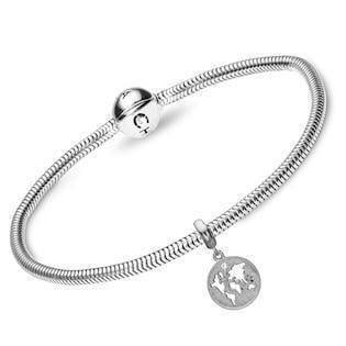 Sølvarmbånd fra Christina med hængende charm med "Planet Earth" og klima venlig diamant