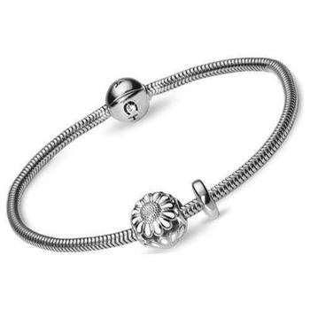 Sølv slange armbånds tilbud med sølv charm fra Christina, 21 cm køb det billigst hos Guldsmykket.dk her