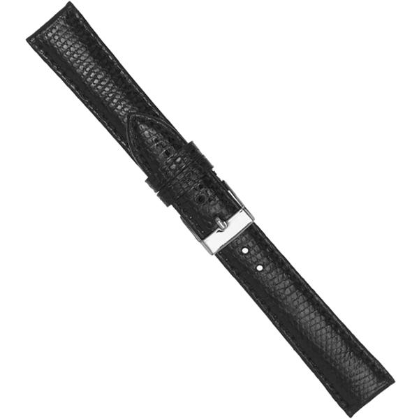 Urrem i sort ægte firben med syning føres i 12-20mm, her 16 mm fra Romenta
