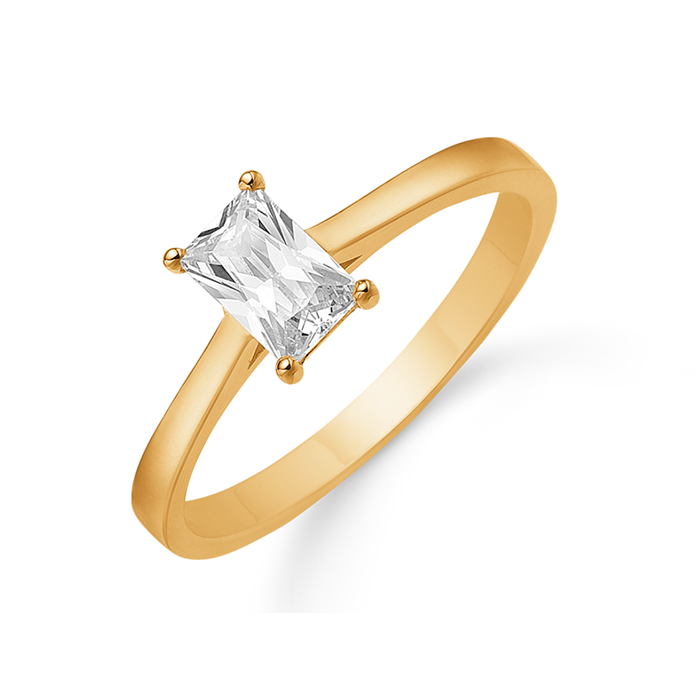 Komprimere sy gør det fladt 62251013, Smuk og moderne ring i 8 kt. guld med en enkelt firkantet, aflang  zirkonia fra Støvring Design