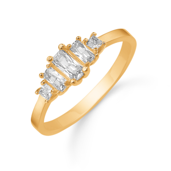 Smuk og moderne ring i 8 kt. guld med firkantede, aflange zirkonia fra Støvring Design