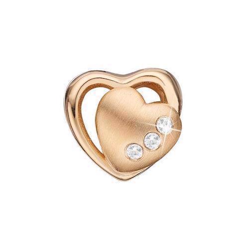 Image of Christina Collect forgyldt sølv dbl hjerte charm til sølvarmbånd, Petite 2-hearts med blank overflade, model 623-G162