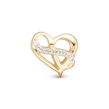 Forgyldt sølv Heart with Eternity charm til 4 mm læder- og sølvarmbånd