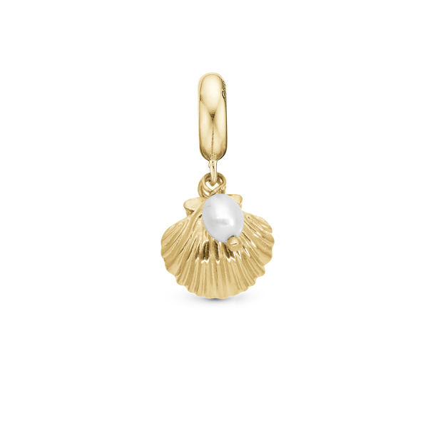 Clam Shell charm, Forgyldt Sølv - Charm til 4 mm Christina armbånd