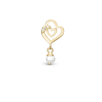 Two Hearts charm, Forgyldt Sølv - Charm til 4 mm Christina armbånd