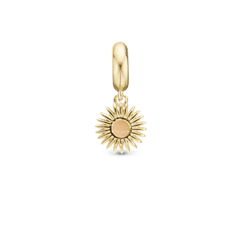 Glow in the dark - Sun charm, Forgyldt Sølv - Charm til 4 mm Christina armbånd