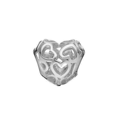 Image of Christina Collect sølv hjerte charm til sølvarmbånd, Petite Heart Beat Love med blank overflade, model 623-S152