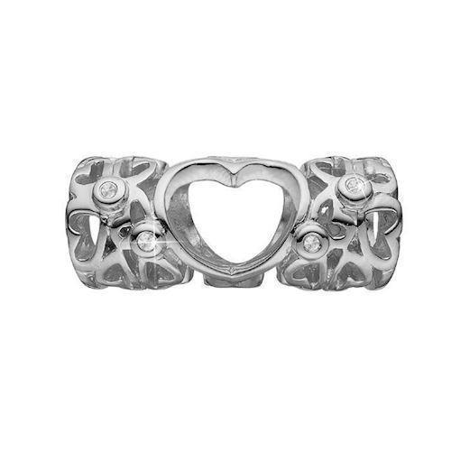 Image of Christina Collect sølv hjerte charm med hvid topasser til sølvarmbånd, Petite Forever & Ever med blank overflade, model 623-S157