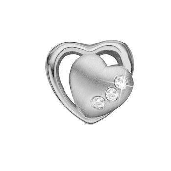 Christina Collect sølv dbl hjerte charm til sølvarmbånd, Petite 2-hearts med blank overflade, model 623-S162