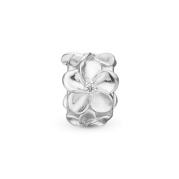 sølv Flower Stopper charm til 4 mm læder- og sølvarmbånd