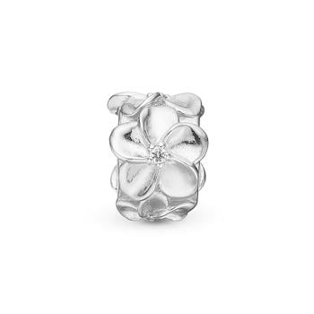 sølv Flower Stopper charm til 4 mm læder- og sølvarmbånd 