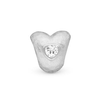 Sølv Precious Heart charm til 4 mm læder- og sølvarmbånd 