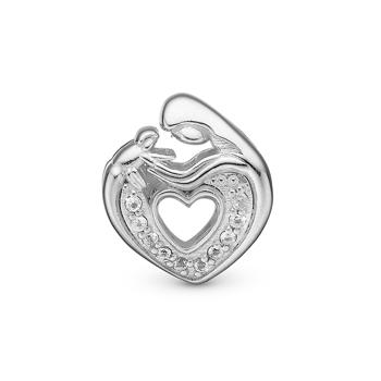 Sølv Mother & Heart charm til 4 mm læder- og sølvarmbånd